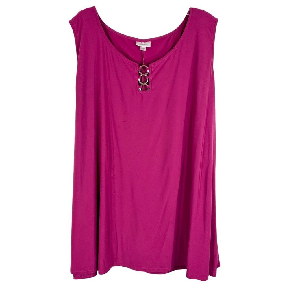 Avenue Plus Size 26 28 Tank Top Pink Sleeveless Stretch Cami Satin Womens 1659